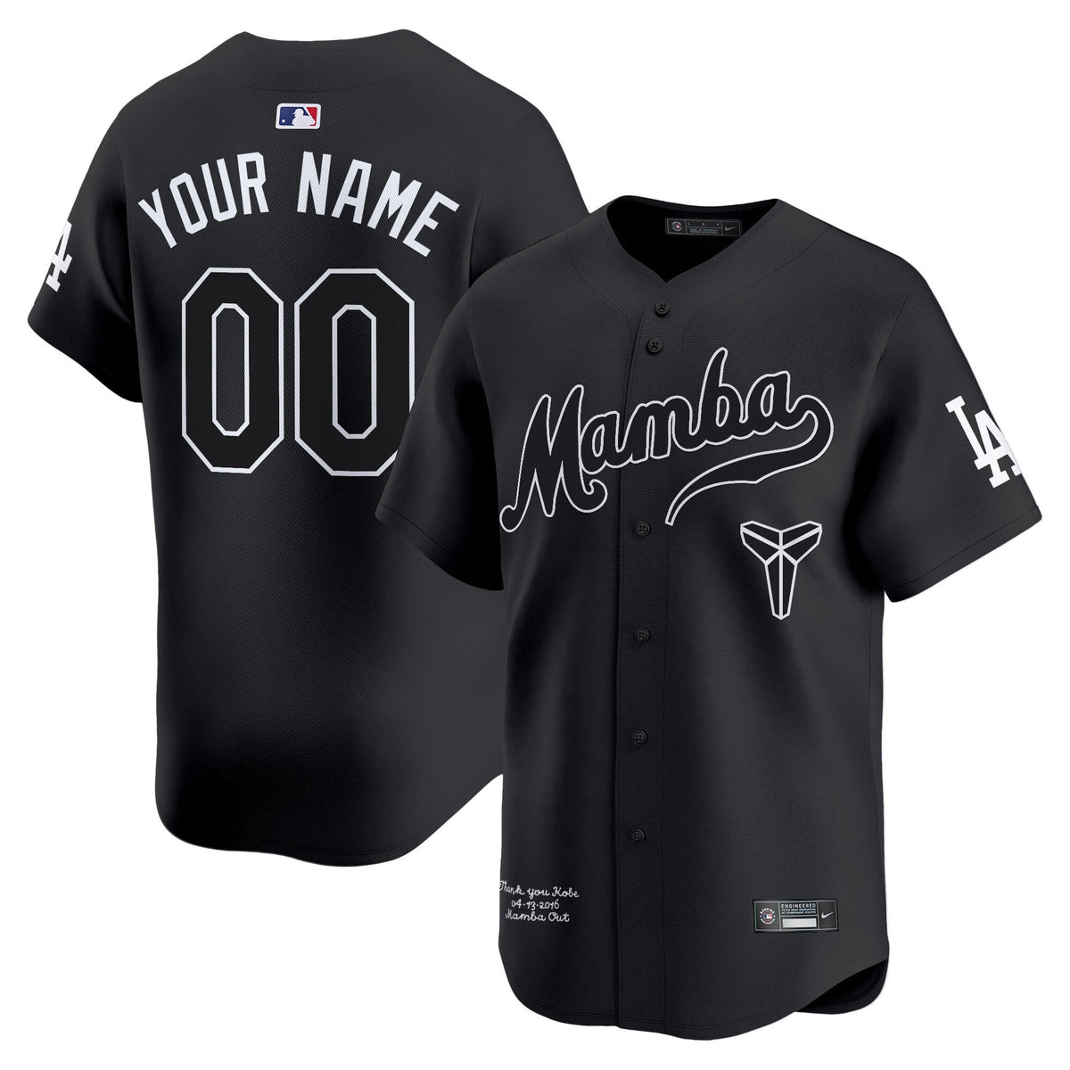 Custom Los Angeles Dodgers Kobe Honor Collection Jersey - Black